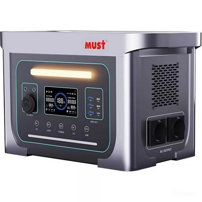 Портативная солнечная электростанция MUST 1000Вт, напряжение 25,6 вольт, емкость 50Ач EM181-1024